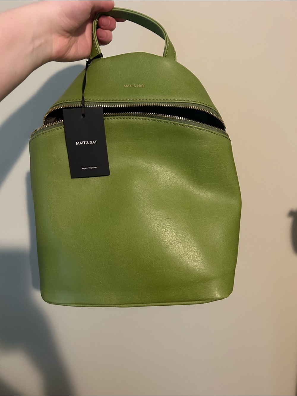 MATT & NAT Olive Green Vegan Leather Aries Backpack